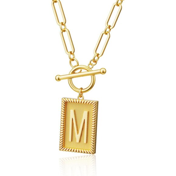 Jewelry - Trendy Gold Initial Necklace for Women - Dainty Paperclip Chain Pendant Jewelry